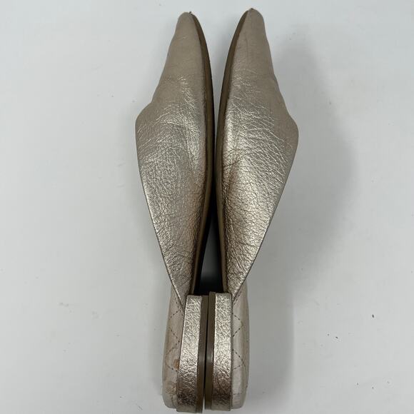Birdies The Swans Flats Womens 8 Slip On Shoes Metallic  Gold Leather Pointed - Picture 7 of 8